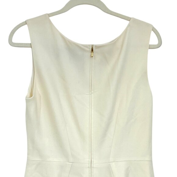 Caroline Herrera Bateau Sleeveless Dress Ivory Size 10 Pre-Loved - Picture 5 of 6